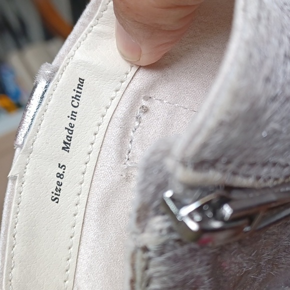 Dolce Vita Anthropologie Boots Volli Silver Multi printed Cow Hair real fur - Picture 7 of 9